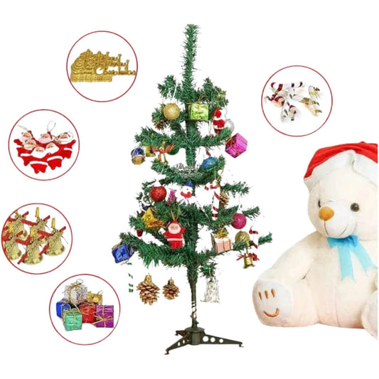 Christmas Tree (1 Feet) for Table Home Office Decoration with 5 Packet Ornaments Tree Decoration Props - Xmas Tree