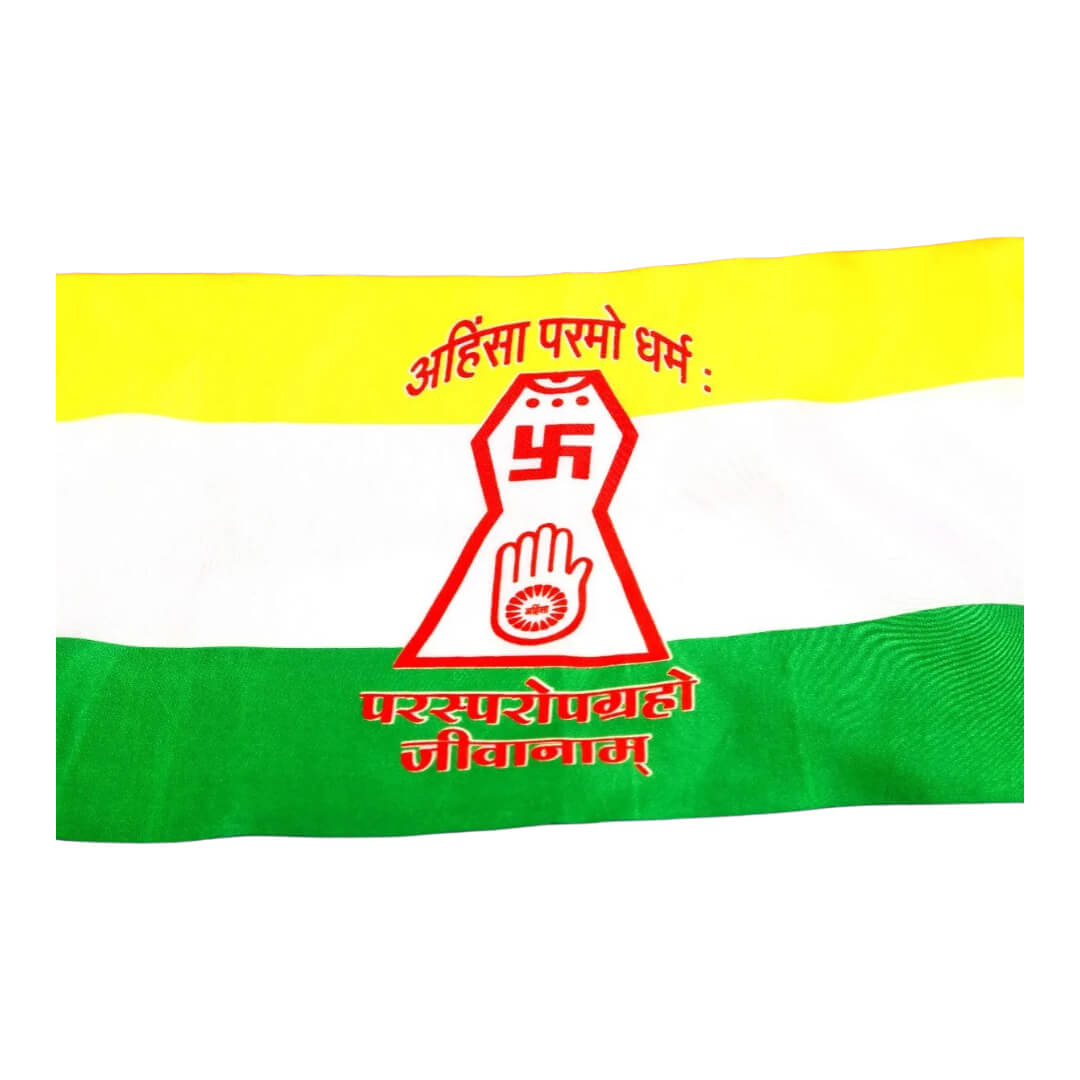 Jainism Jhanda/Outdoor Jain Flag in Special Silk Fabric (Warp-Knitted Satin Cloth) Flag For Temple and Home