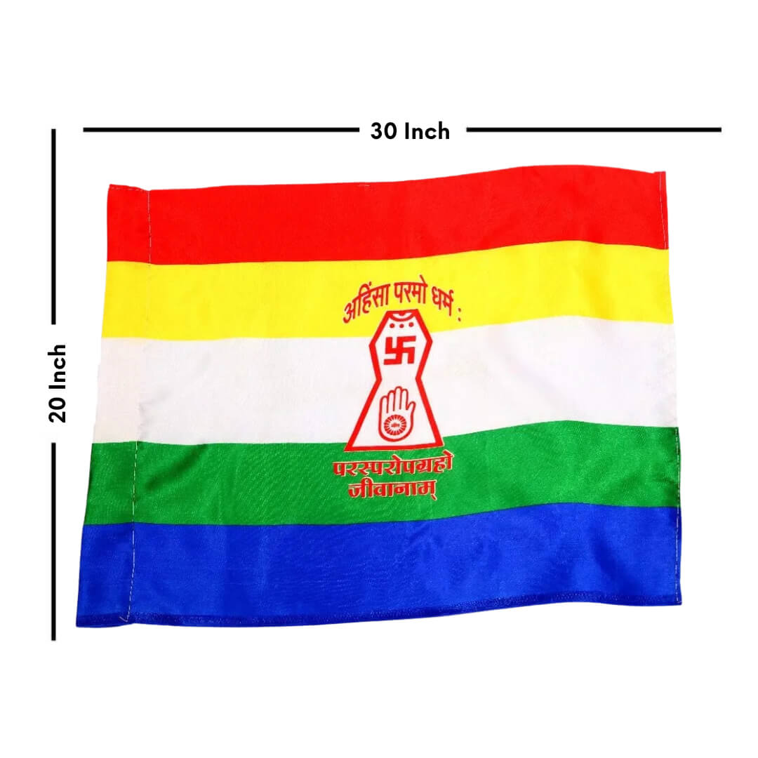 Jainism Jhanda/Outdoor Jain Flag in Special Silk Fabric (Warp-Knitted Satin Cloth) Flag For Temple and Home