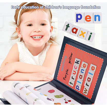 Learning Toys for Kids Book Clip Magnetic Word Spelling Game Match English Letters Set, Beautiful Colourful, Kids Fun Book Cognition Early Educational