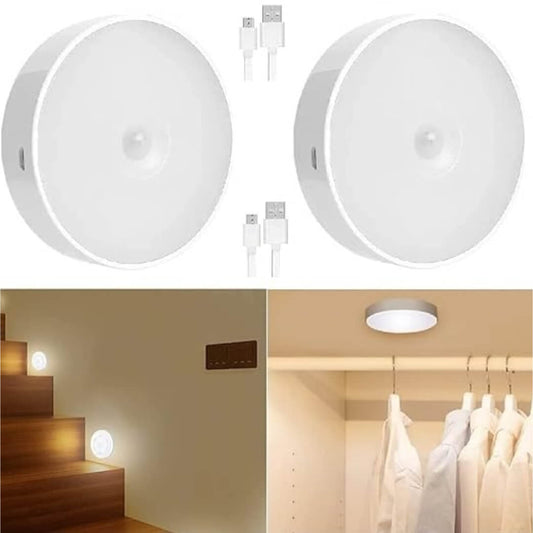 Motion Sensor Light for Home (Pack of 2) USB Charging Wireless LED Light, Sensor Light for Wardrobe, Cupboard, Stairs, Kitchen (White)