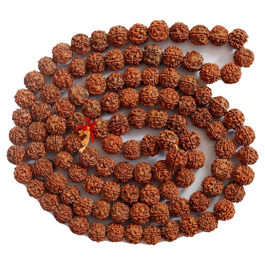 Punch Mukhi Rudraksh Mala (5 face) Genuine Rudraksha Beads Ornament Rosary Japa Mala, 108 Beads 10-12 MM Size for Yoga Meditation