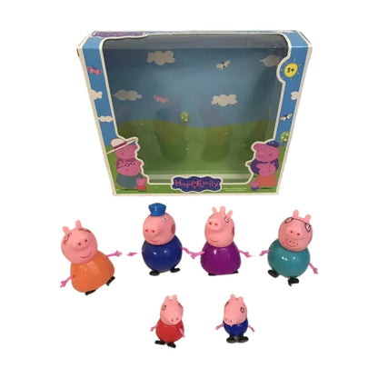 Pig Family Set of 6, Best Gift for Kids Pepa Pig, George, Daddy Pig, Mommy Pig, Granny Pig, Grandpa Pig, Soft Rubber face, Pretend Play Set for Kids