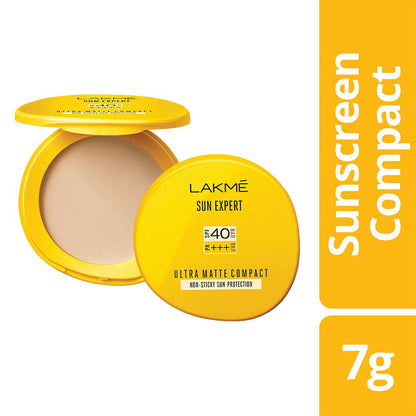 Lakme Sun Expert Ultra Matte Spf 40 Pa+++ Compact, Non Greasy Non Sticky, For Indian Skin, Gives Even-Tone Complexion, 7 gm