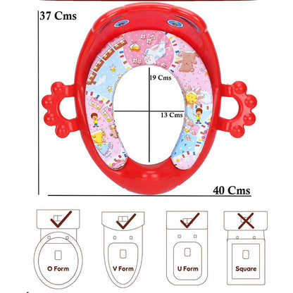 Baby Cushioned Potty Seat with Easy Grip Handles and Comfortable Seat / Toilet Seat with Handle for Kids / Suitable for Baby Boy/Girl (Red)