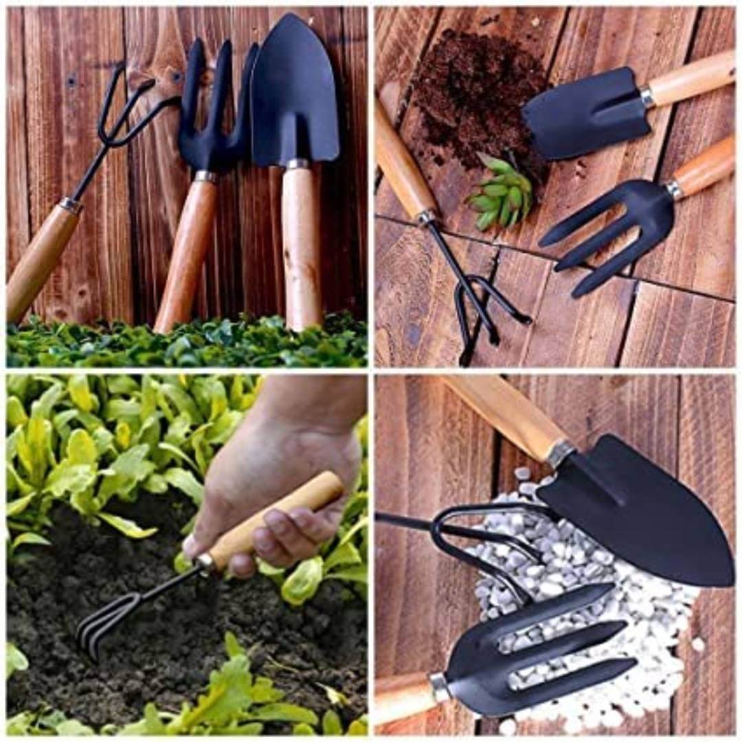 3Pcs Durable Gardening Hand Tool Kit for Home Gardening, Hand Cultivator, Big Trowel, Garden Fork Set.