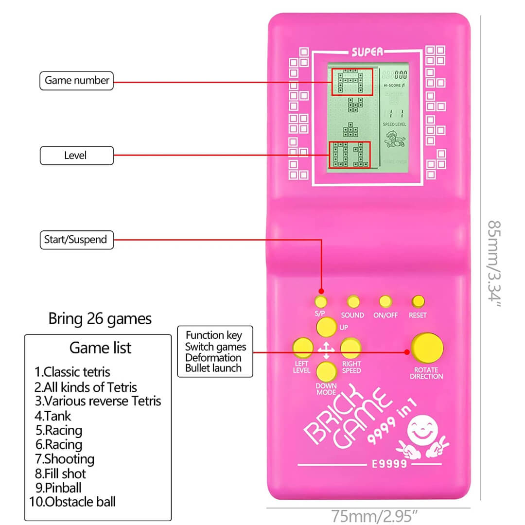 Hand Operated Video Games for Kids Play, Birthday Return Gift, Portable Indoor and Outdoor Brick Game