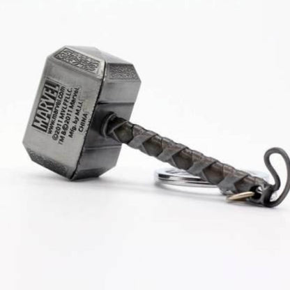 Thor Silver Hammer Key Holder for Cars & Bikes | Metal Keychain For Boys & Girls
