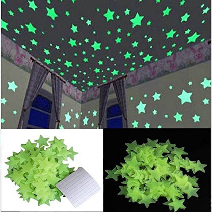 Luminous Fluorescent Glowing Night Sky Wall Sticker Radium Glow Stars Starry Sky-Green (Pack of 1)