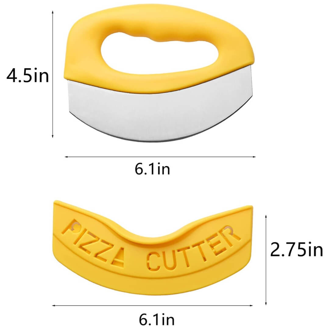 Silicone Handle Pizza Cutter Rocker, Pizza Cutter With Cover, Stainless Steel Sharp Blade Pizza Cutters, Grip Pizza Slicer Knife