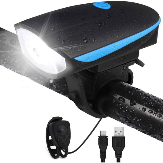 2-in-1 Rechargeable Cycle Light with Horn (3 Modes) Waterproof | Bicycle LED Front Light