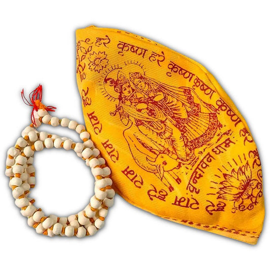 Tulsi Japa Mala 108 Beads, Pure Tulsi Jap Mala for Mantra Jaap with Goumukhi Bag Iskcon Krishna Japa Mala(Pack of 1)