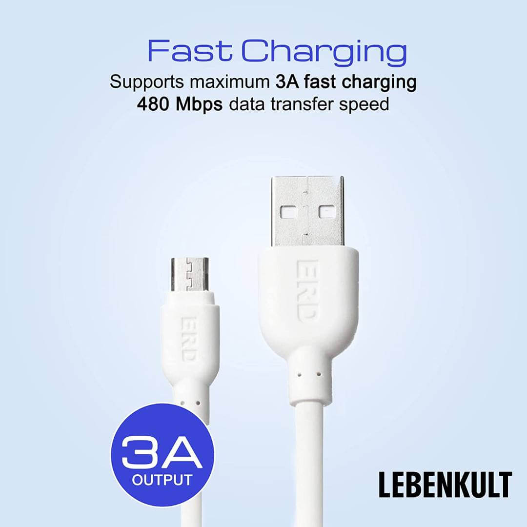 ERD Micro USB Data Cable 1M B Type Data Cable HIGH Strength Cable Safe & Fast Charging Data Transfer Data Cable for Smartphone, Tablet, Mobile Phones