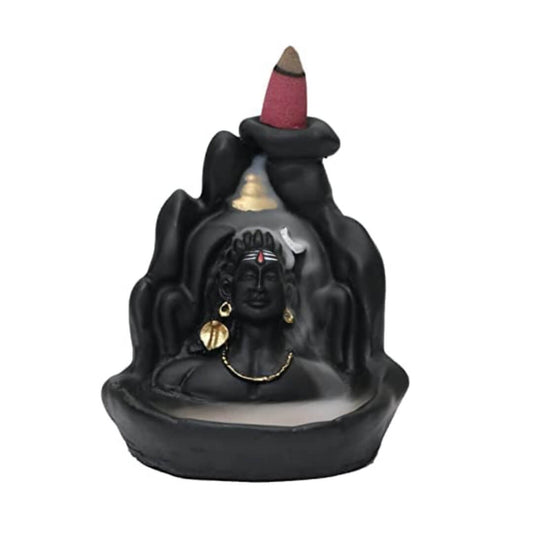 Lord Adiyogi, Mahadev, Shiv Shankara Backflow Cone Incense Holder Decorative Showpiece (Black)