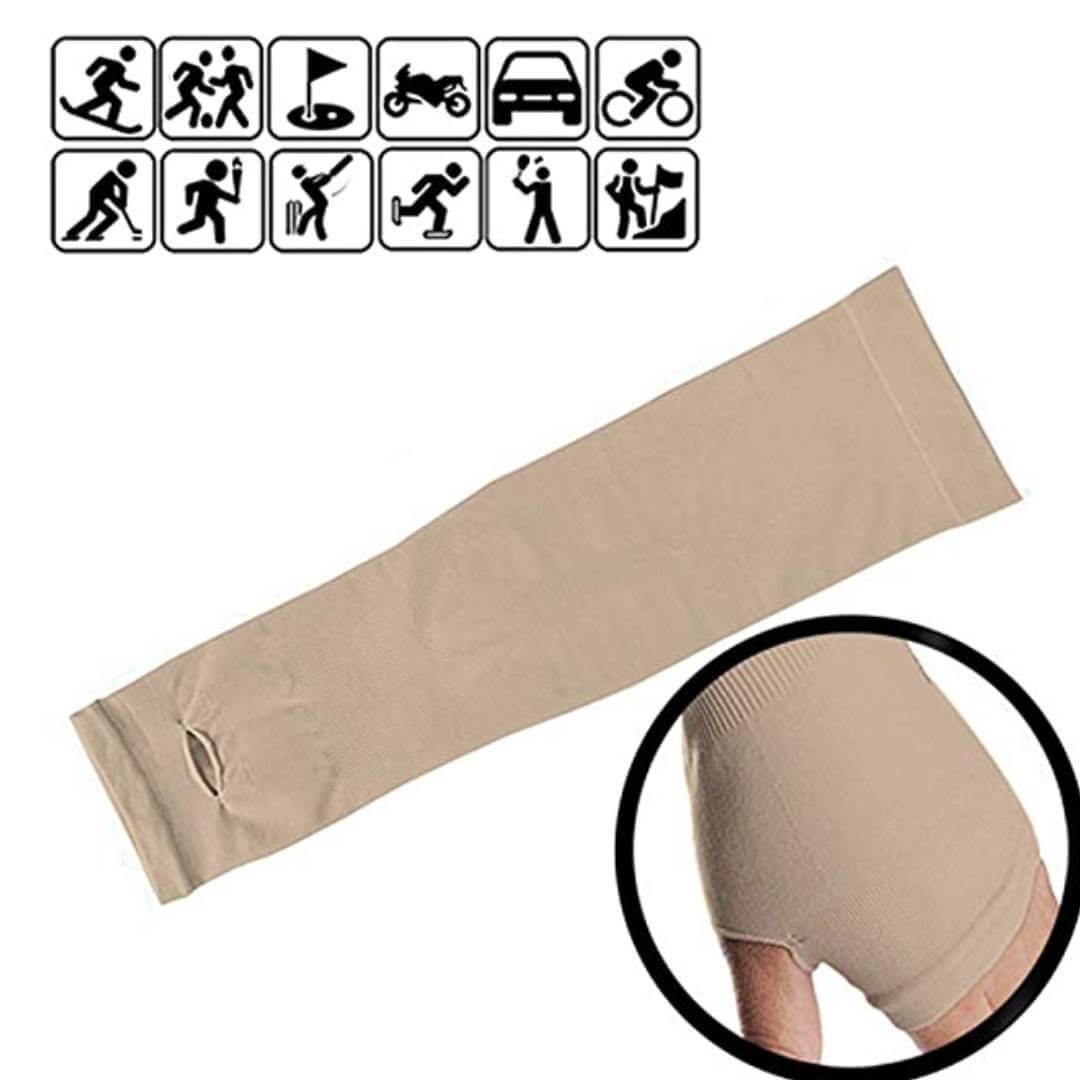 Finger Cut Arm Sleeves For Sun Protection, Hand Socks For Driving, Sports, Biking, Cycling, Sunburn, Dust & Pollution Protection