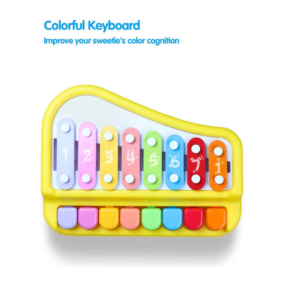 8 Key 2 in 1 Piano Xylophone for Kids, Educational Musical Instruments Toy for Babies, Toddlers Preschoolers, Clear and Crisp Tones (Assorted Color)
