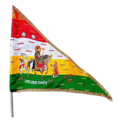 Baba Ramdev Flag / Ramdev Ji Jhanda, jai Baberi Flag, Triangle Hand Flag/Jhanda/Dhwaj, For Temple and Home