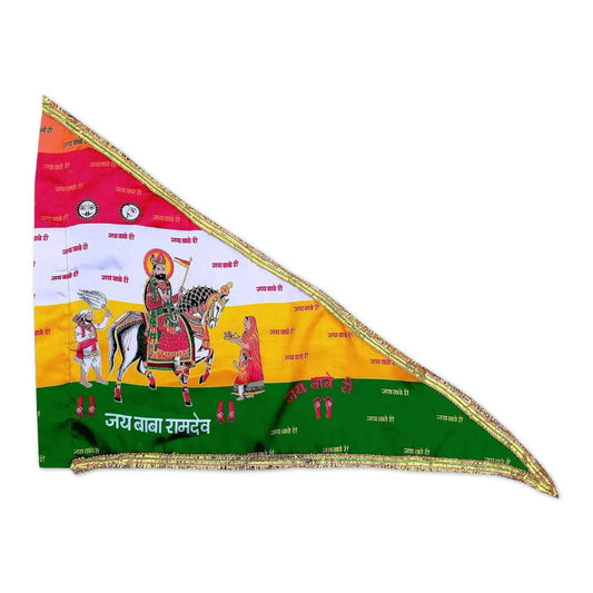 बाबा रामदेव झंडा/रामदेव जी झंडा, जय बाबरी झंडा, त्रिकोण हाथ ध्वज/झंडा/ध्वज, मंदिर और घर के लिए