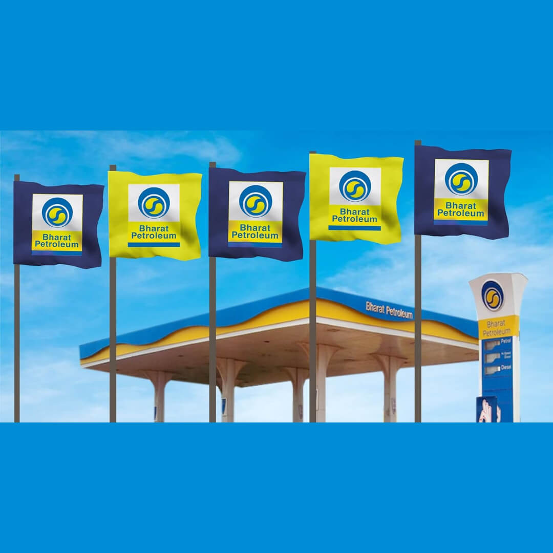 Bharat Petroleum Promotional Flag, Petrol Pump Jhanda, Bharat Petroleum Banner, BPCL Outdoor Promotional Flag Blue (Pack of 1)