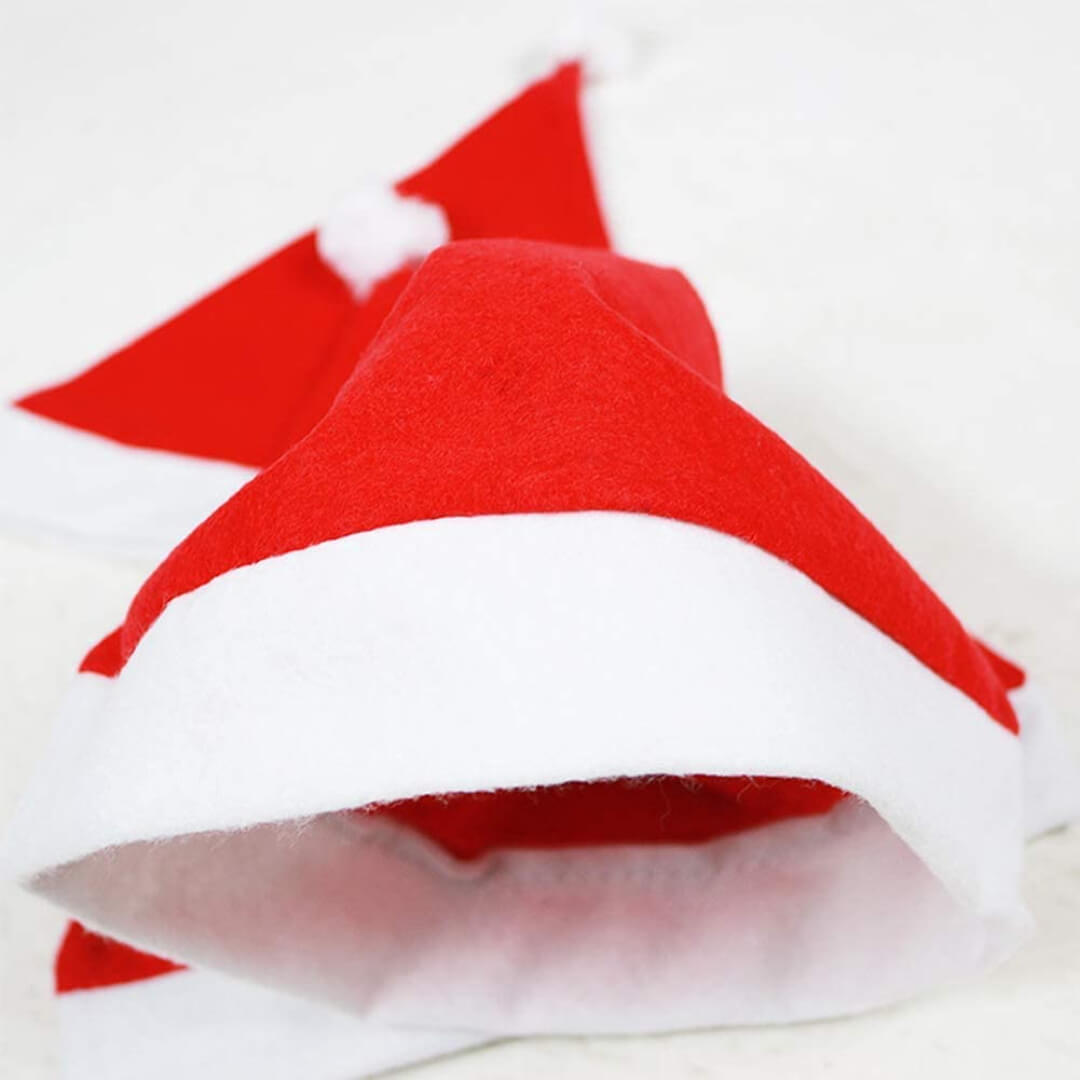 Christmas Santa Claus Hat/Santa Claus Cap for Kids & Adult, Christmas Hat for Christmas Party Cap (White & Red)