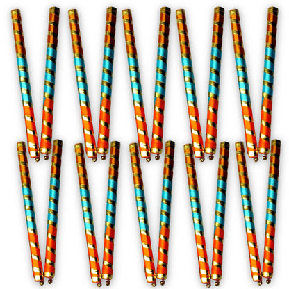 Colorful Decorated Wooden And Lace Dandiya Sticks, Dandiya Sticks For Navratri Garba, Dandiya Garba Dance (1 Pair)