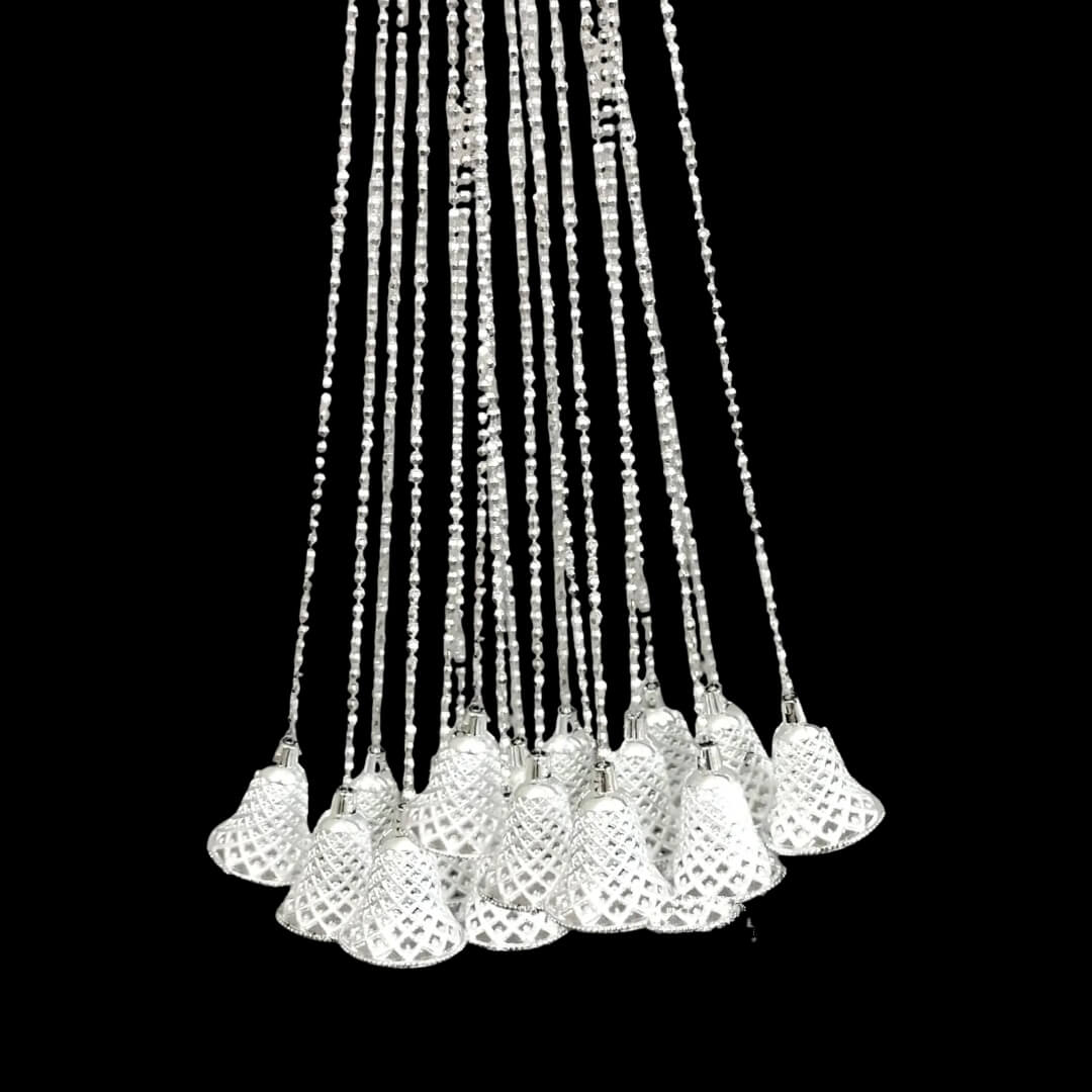 Decorative Silver Bell Strings/ladi/torans/Wall Hanging 3ft Toran for Home Decoration Items Crafts/Decoration/Festive Decor (6 Pcs) (2 Inch)