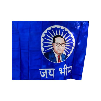 Jai Bhim Photo Flag, Baba Saheb Ambedkar Photo with Dhamma Chakra Flag/Jhanda, Multiple Sizes (Blue)