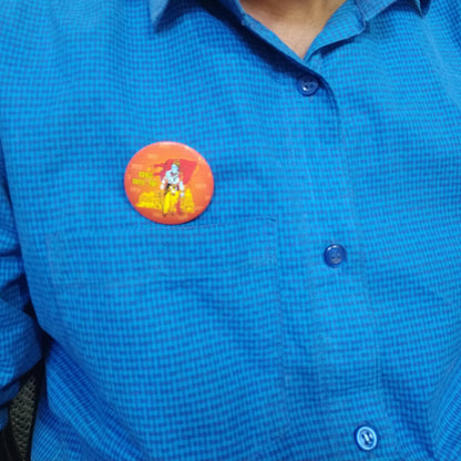Jai Shree Ram Pin Badge With Photo, Shree Ram Ji Printed Pin Badge For Shirt, T-Shirt, Kurta-Pajama 45MM, Orange (Pack of 12Pcs.)