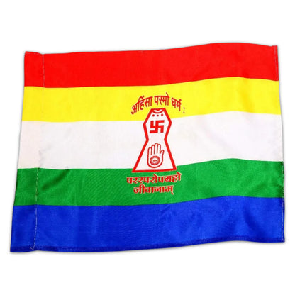 Jainism Religious Jhanda/Outdoor Jain Flag in Special Silk Fabric (Warp-Knitted Satin Cloth) Flag For Temple and Home
