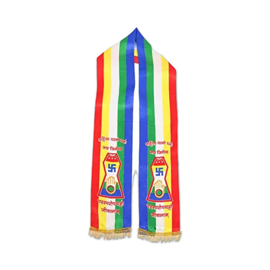 जैन धर्म का धार्मिक लघु दो तरफा रेशमी कपड़ा ताना-बुना हुआ स्कार्फ/दुपट्टा/पंचा