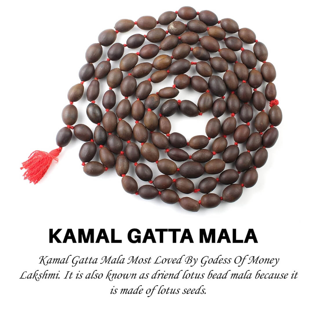 Kamal Gatte ki Mala Original 108 Beads/Best Quality Beads Activated, Energized Kamal Gatta Mala Original Jaap Mala for Yoga Meditation, LAXMI Pooja