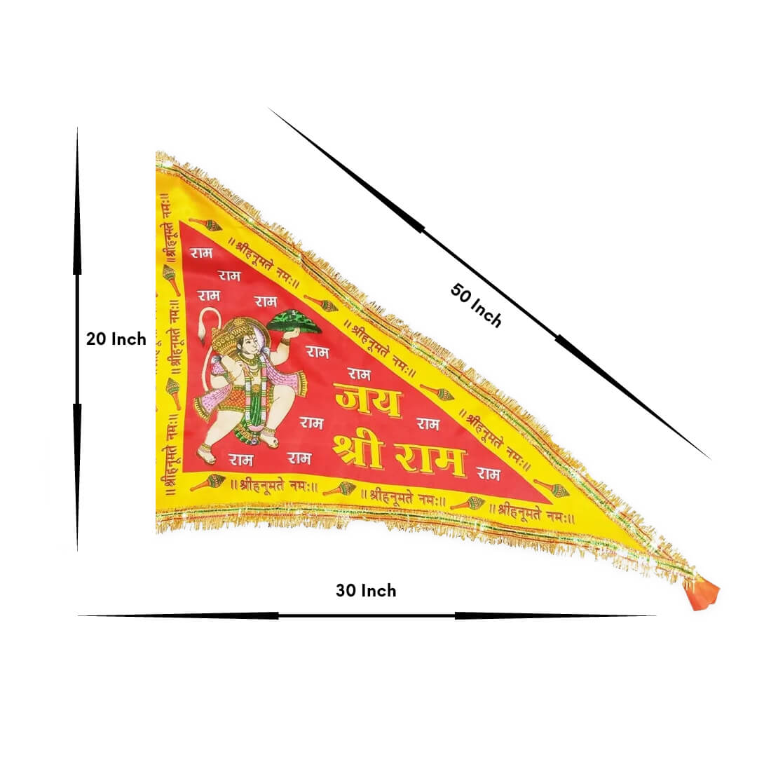 Khade Hanumanji Jhanda Jai Shree Ram Hanuman Ji Flag Jhanda Triangle Outdoor/indoor Temple Flag /Jhanda Dhwaj Pataka for Home