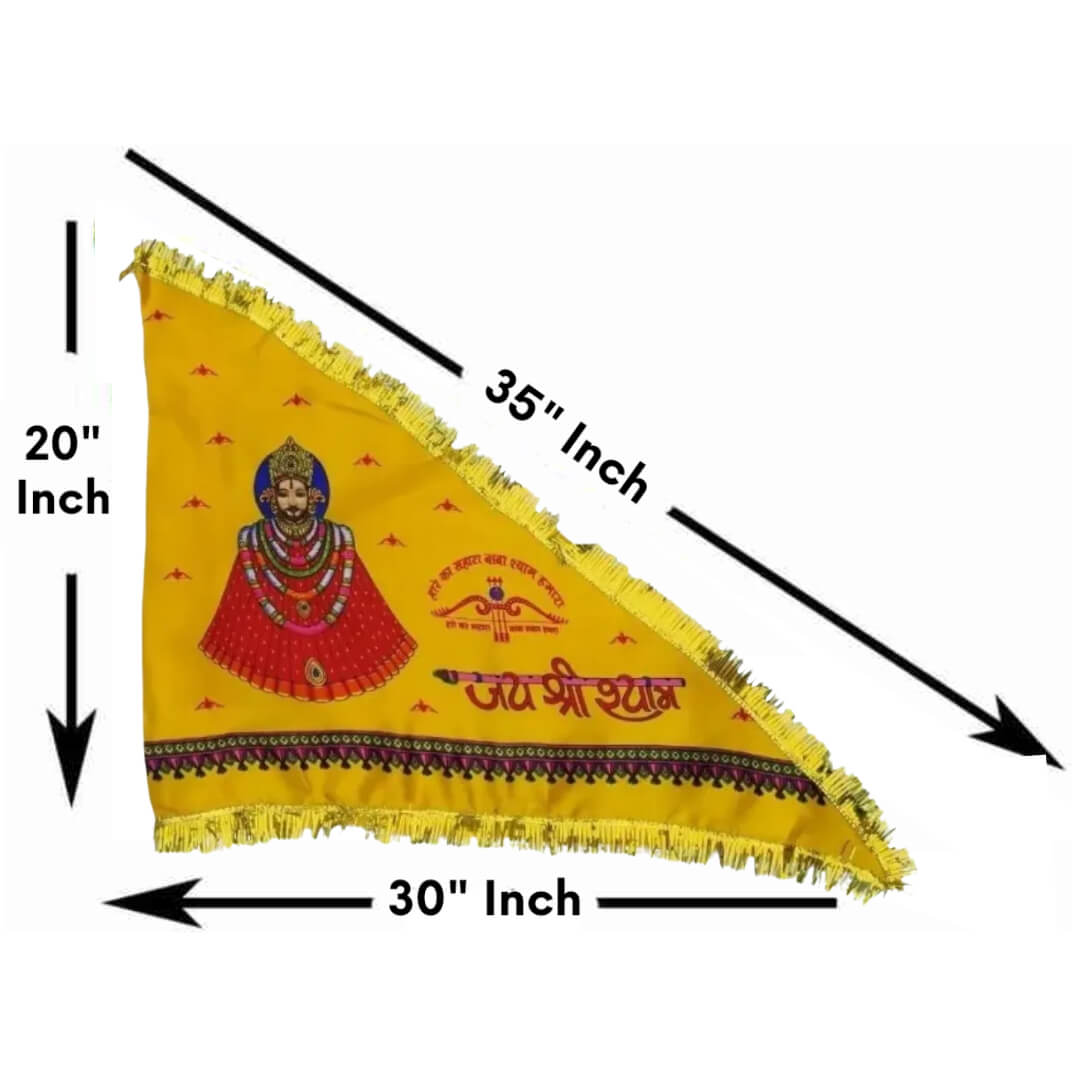 Khatu Shyam Ji Flag/Jhanda, Jai Shri Shyam Flag जय श्री श्याम Flag/Jhanda/Dhwaj, For Temple and Home (Multiple Colore and Size)
