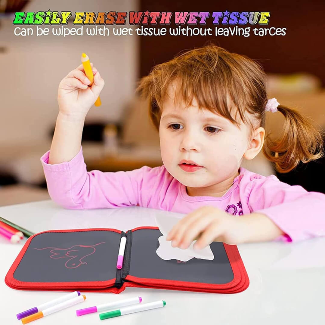 Erasable Magic Drawing Kit for Kids Drawing Book with Wet Wipes