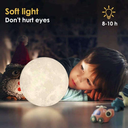 Moon Lamp 3D 7 Color Changing with Stand Moon Night Rechargeable Lamp with Stand for Bedroom Lights for kids, Indoor Lighting,(15 Cm MultiColour)