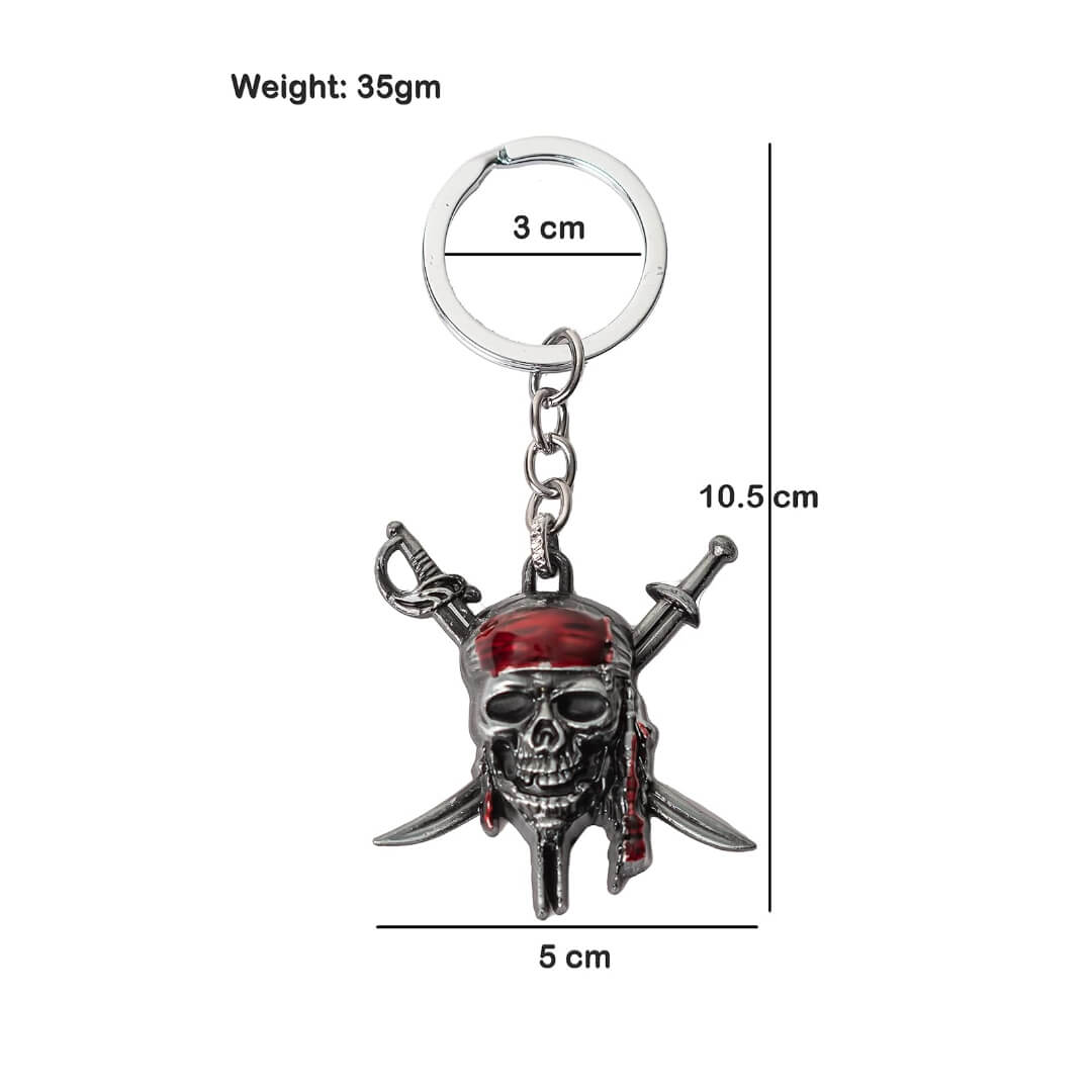 Pirates of Caribbean, Metal Skull, Keychain Silver Heavy Metal