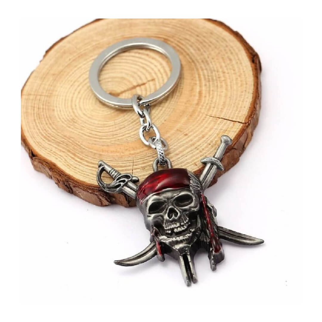 Pirates of Caribbean, Metal Skull, Keychain Silver Heavy Metal Keyring | Antique Keychain (Pack Of 1)