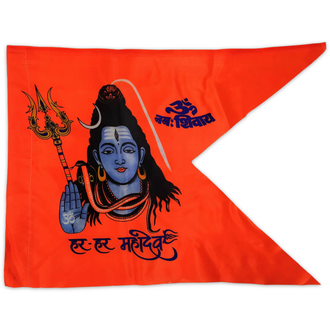 Shiv Ji Printed Dhwaj, Bholenath Printed Jhanda, Shiv Ji Ka Bhagwa Flag, Lord Shankar Flag, Shiva Flag, Har Har Mahadev Flag For Temple and Home
