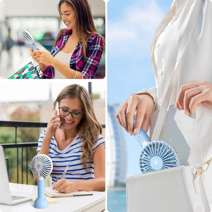 Portable USB Mini Hand Fan - 3 Speeds, 1200 mAh Rechargeable Battery - Ideal for Indoor, Outdoor, Home, Office, Kitchen, Makeup & Travel Use