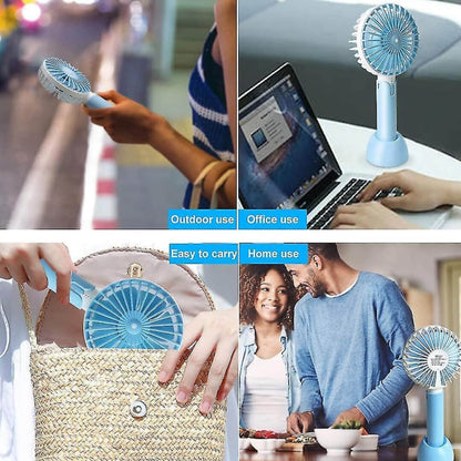 Portable USB Mini Hand Fan - 3 Speeds, 1200 mAh Rechargeable Battery - Ideal for Indoor, Outdoor, Home, Office, Kitchen, Makeup & Travel Use