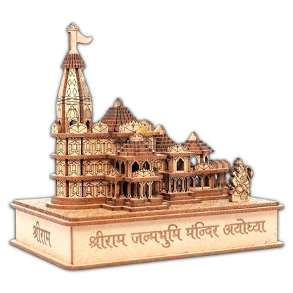 Shree Ram Mandir Ayodhya Wooden Architectural Model, Ram Janmbhumi Ayodhya Mandir For Home, Office, Car Dashboard - 1Pcs