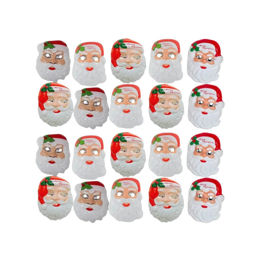Santa Claus Face (Pack Of 20) Party face Mask for Christmas Party Celebration Thin Plastic Santa mask For Kids