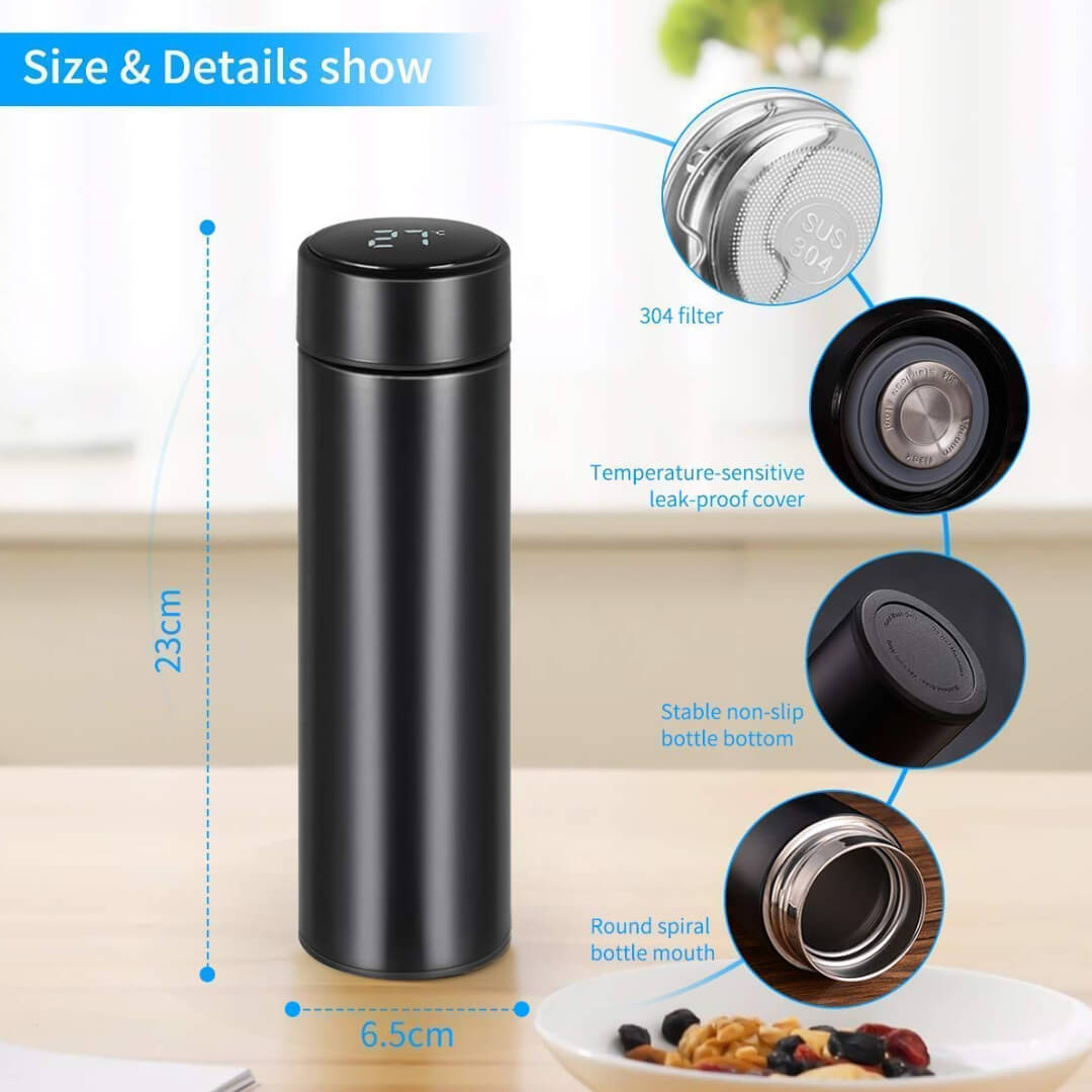 Stainless Steel Hot & Cold Smart Vacuum Flasks Insulated Water Bottle with Active LED Temperature Display Indicator with Touch Screen