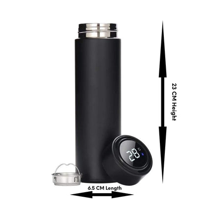 Stainless Steel Temperature Water Bottle Thermos, Double Wall Vacuum with LCD Smart Display for Office, Home, Gym, Outdoor Travel (500 ML, Black)
