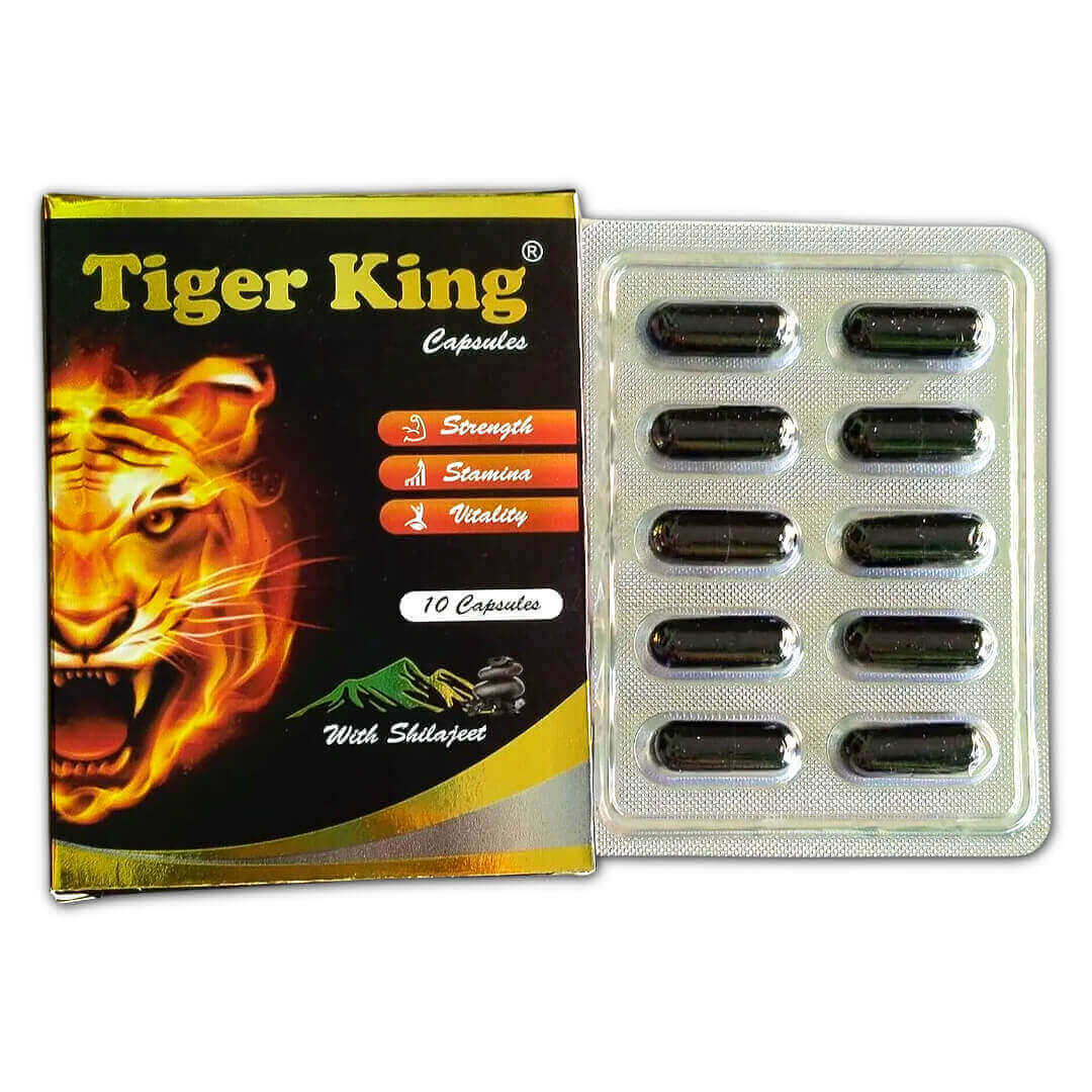 Tigerking Ayurvedic oil with Capsules, Skin Friendly, Massage with Oil With Capsules l Combo 10 Capsules with Oil (5 ml) For Men