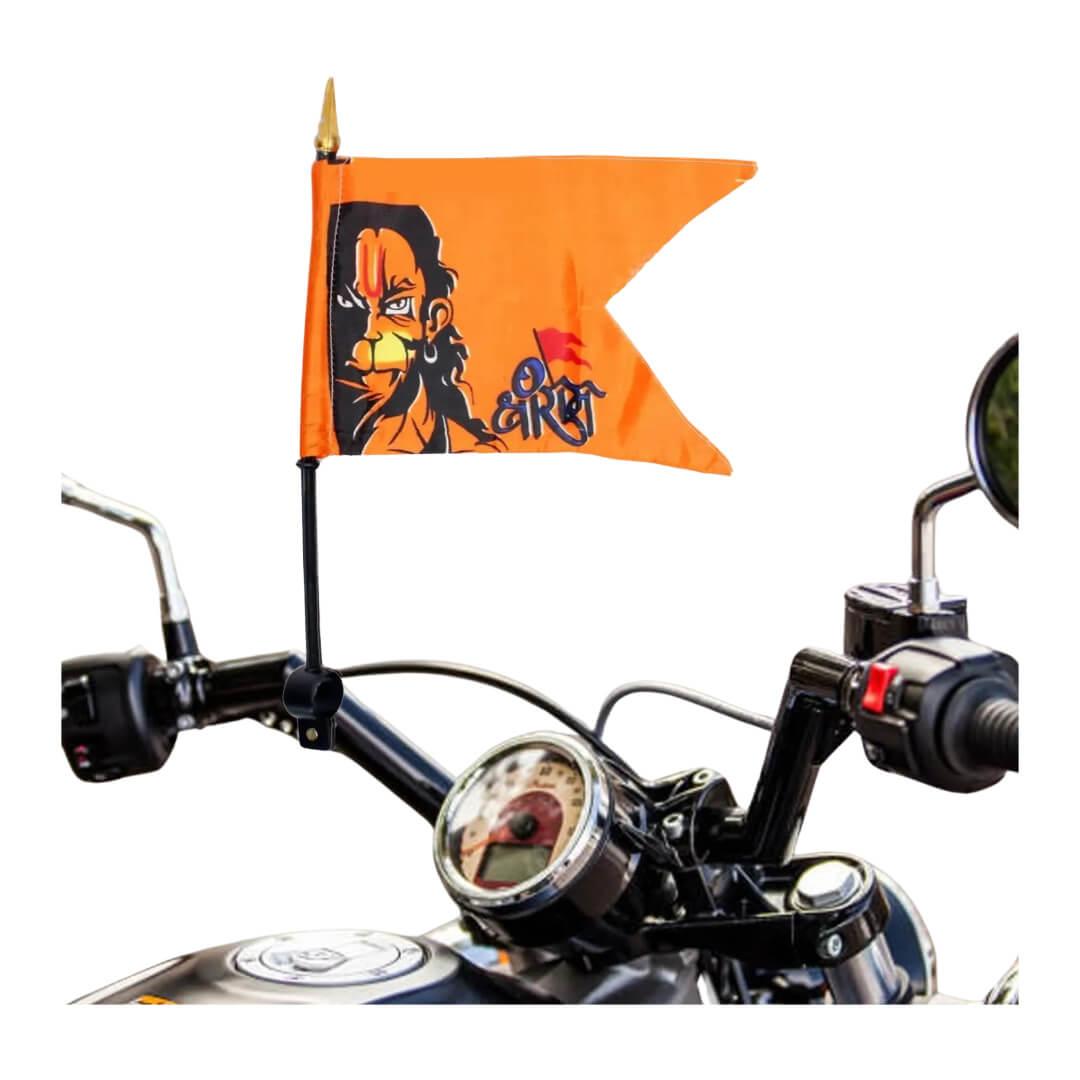 पारंपरिक बाइक ध्वज 6 पीसी। हनुमान जी मुद्रित ध्वज, बाइक/स्कूटर/स्कूटी/एक्टिवा के लिए रॉड स्टिक के साथ हनुमान जी बाइक ध्वज