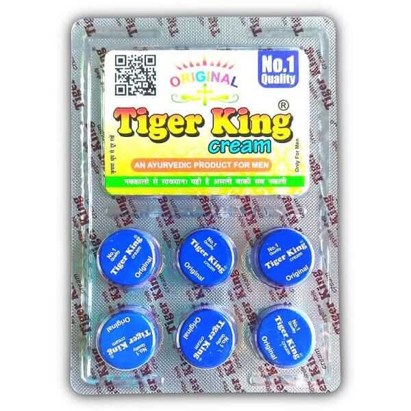 Tigerking Ayurvedic Cream with Capsules, Skin Friendly, (Blue Cream 6 Dibbi X 1.5 g ) with 10 Capsule