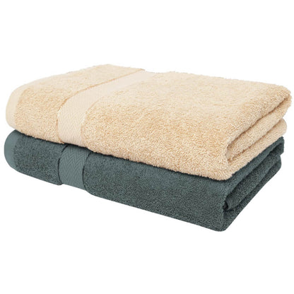 पुरुषों/महिलाओं के लिए नहाने का तौलिया, नहाने का तौलिया, नहाने के लिए बड़े साइज़ का तौलिया | कपास (2 पीसी)। (ग्रे और बेज)