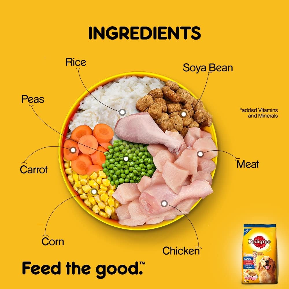Pedigree Adult Dry Dog Food, Chicken & Vegetables, 400gm Pack