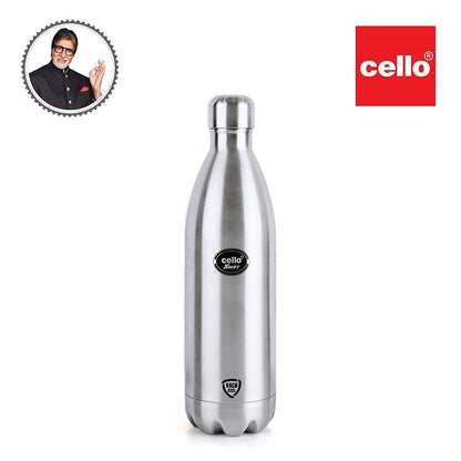 Cello Duro Tuff Steel Series- Swift Double Walled Stainless Steel Water Bottle with Durable DTP Coating, 1000ml,(Multicolor)1pc